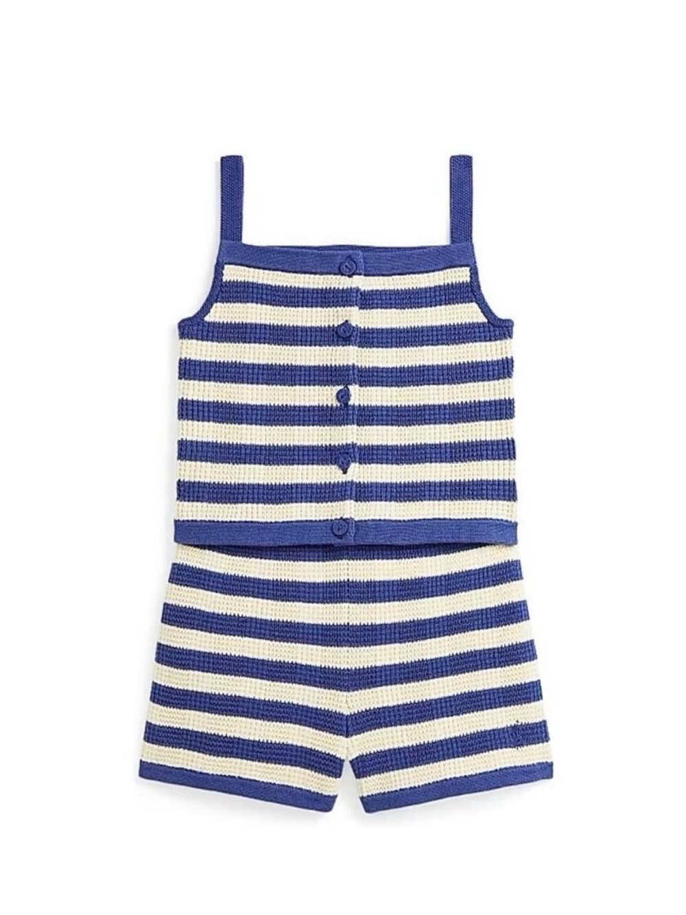 Polo by Ralph Lauren Blue and Cream Striped Knit Tank & Shorts Set - Kids
